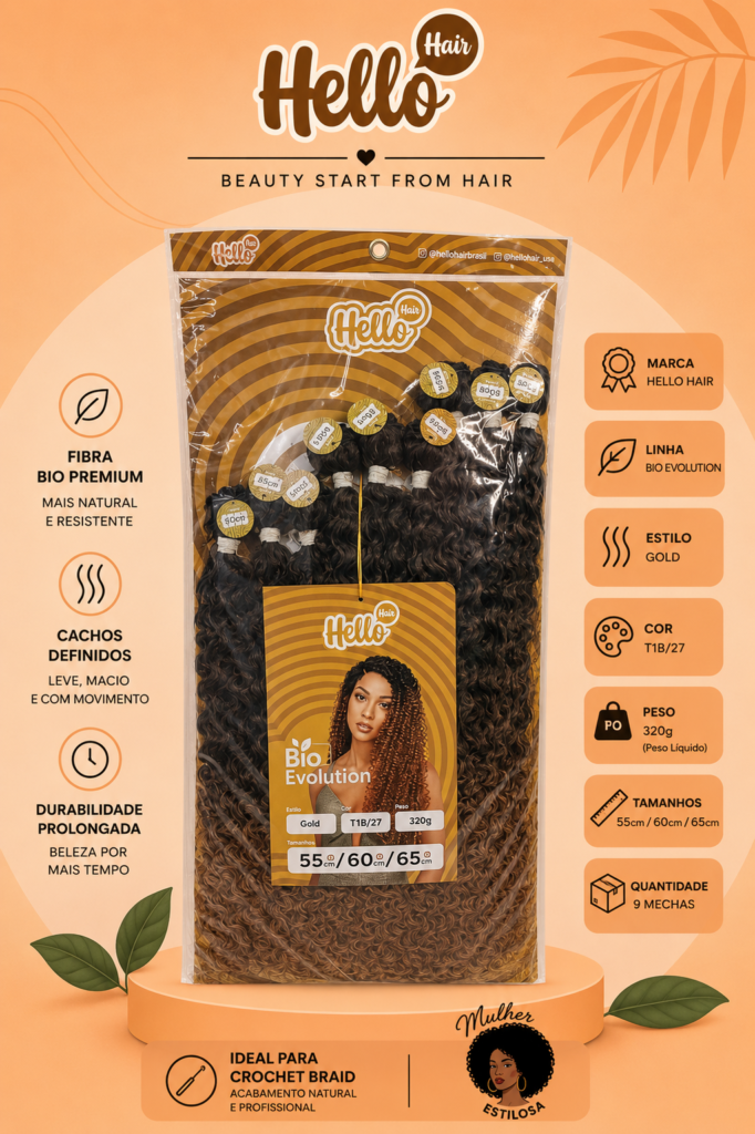 Fibra Orgânica Hello Hair Bio Evolution – Estilo Gold – Cor T1B/27 – 320g