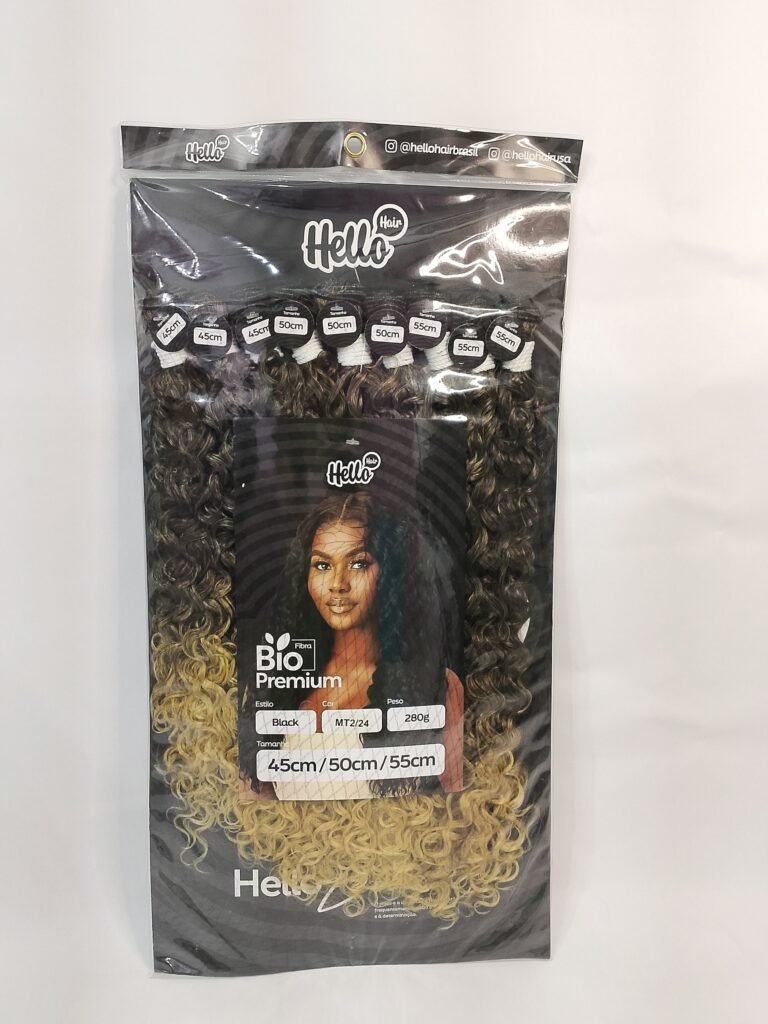 Hello Hair Bio Premium – Fibra Orgânica para Entrelace | Estilo Black | 280g | 45cm, 50cm e 55cm