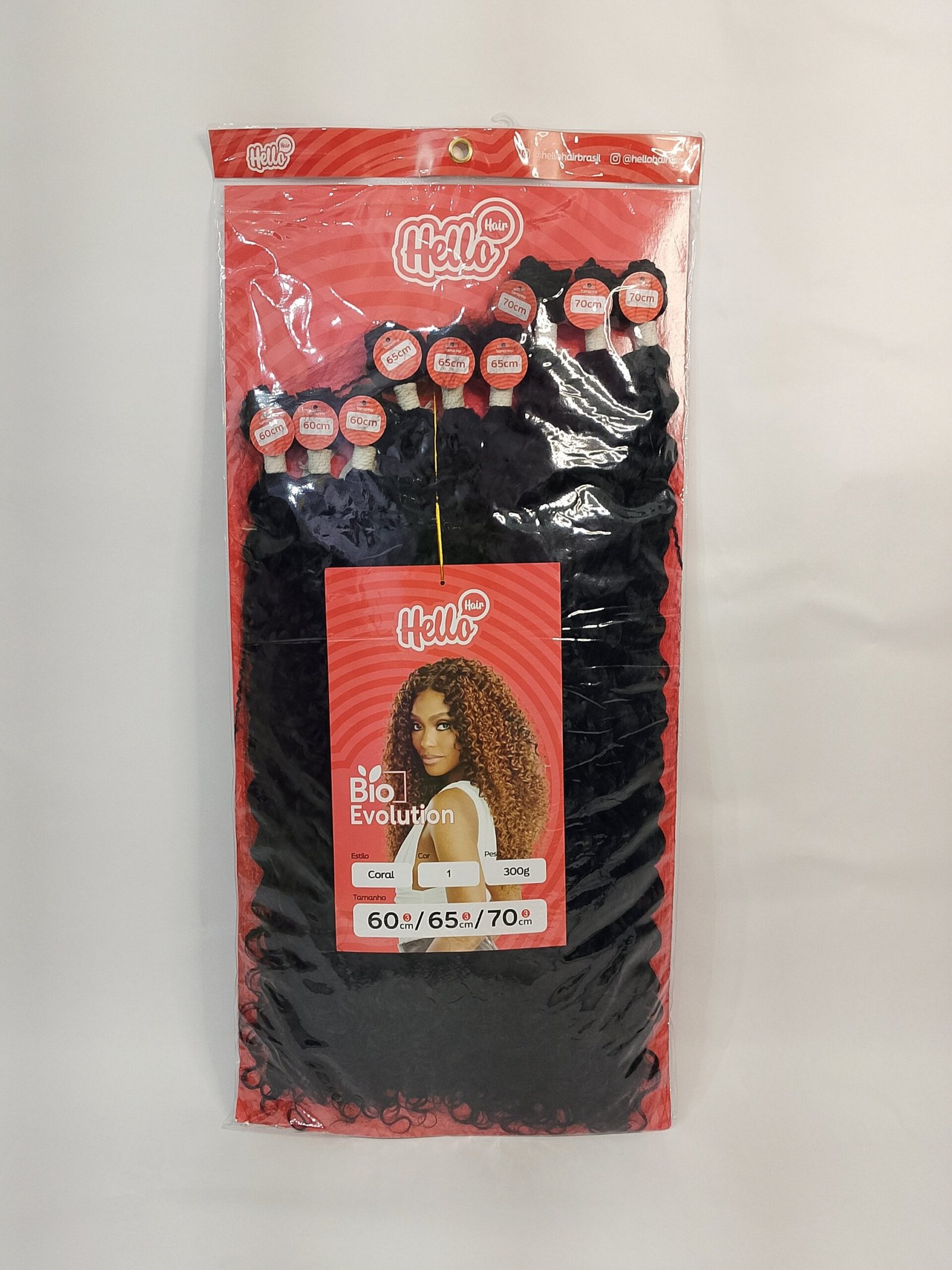Hello Hair Bio Evolution Coral – Cor 1/ Fibra Bio Premium para Entrelace – 300g